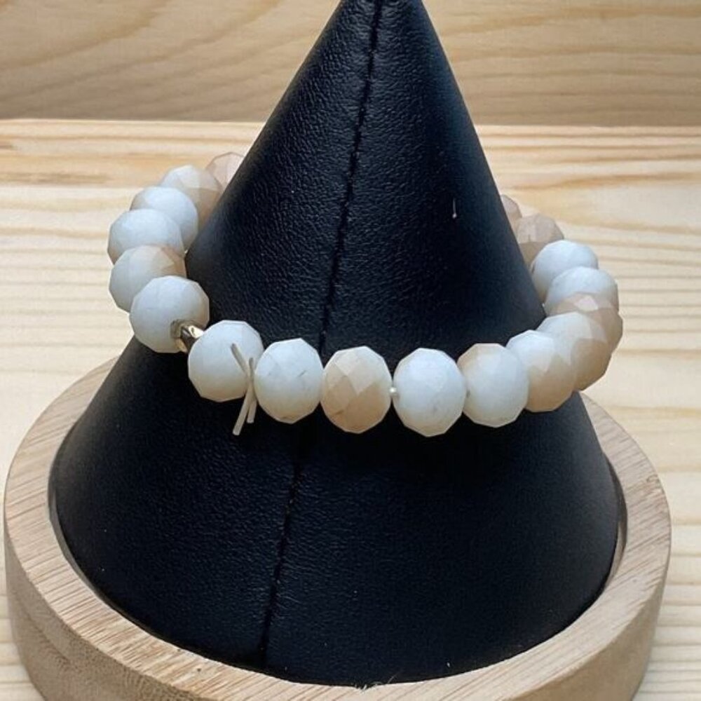 Faux Aventurine Faceted Bead Stretch Bracelet